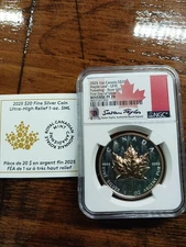 2025 Canada Maple Pulsating Rose Gold Gild 1 oz Silver NGC PF70 Reverse Proof 