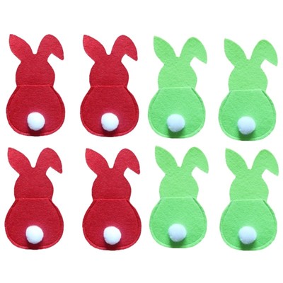 4Pcs Easter Bunny Fork Holder Silverware Easter Festival Party Dining