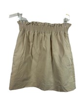 J.Crew Linen Cotton Paperbag Waist Mini Skirt Beige Khaki Size 0 Pocketed Lined