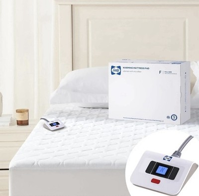 Sealy Heated Mattress Pad Full White Quilted Microfiber Fill Machine Washable