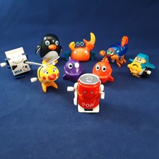 Windup/Wheel Plastic Toy Lot 9 Penguine Plane Scorpion Crab Bee Soda Milk Fish