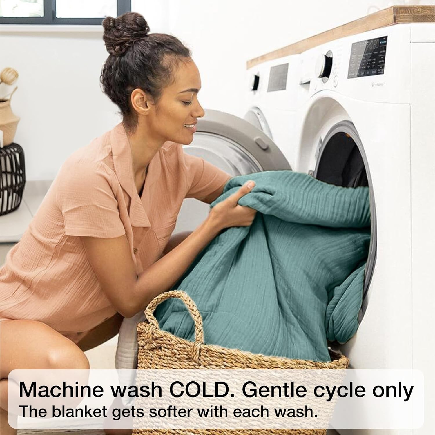 100% Cotton Muslin Blanket Large 50" X 70", 6 Layers Breathable and Lightweight 