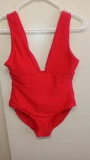 Heat Brand, Solid Red Sports Style One Piece Swimsuit Sz Small Women's 