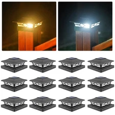 Solar Post Cap Lights - 12-Pack Waterproof 2 Color Modes for 4x4/6x6 Posts