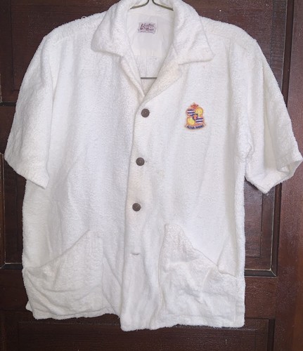Vintage 1950s Liberty House Waikiki Hawaii Beach Bath Shirt Men's L Terrycloth