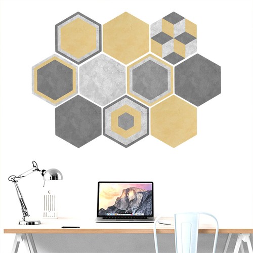 Wall Decals Hexagon Brackground Patches Bathroom Stick Tiles eBay