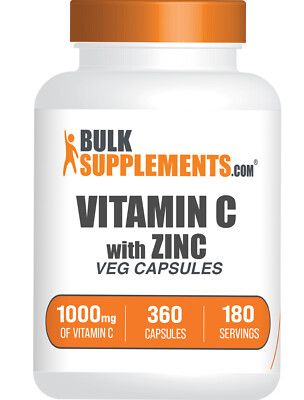 BulkSupplements Vitamin C w/ Zinc Veg Capsules - 1000mg of Vitamin C per Serving