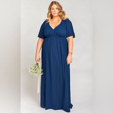 Show Me Your Mumu Dress Size XXL Empire Waist Maxi Navy Blue Formal Wedding