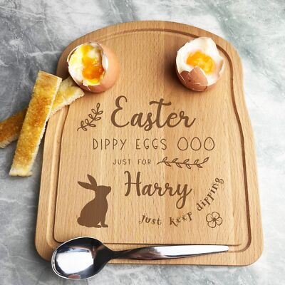 Dippy Eier Frohe Ostern personalisiert Geschenk Brot Toast Frühstück Servierbrett