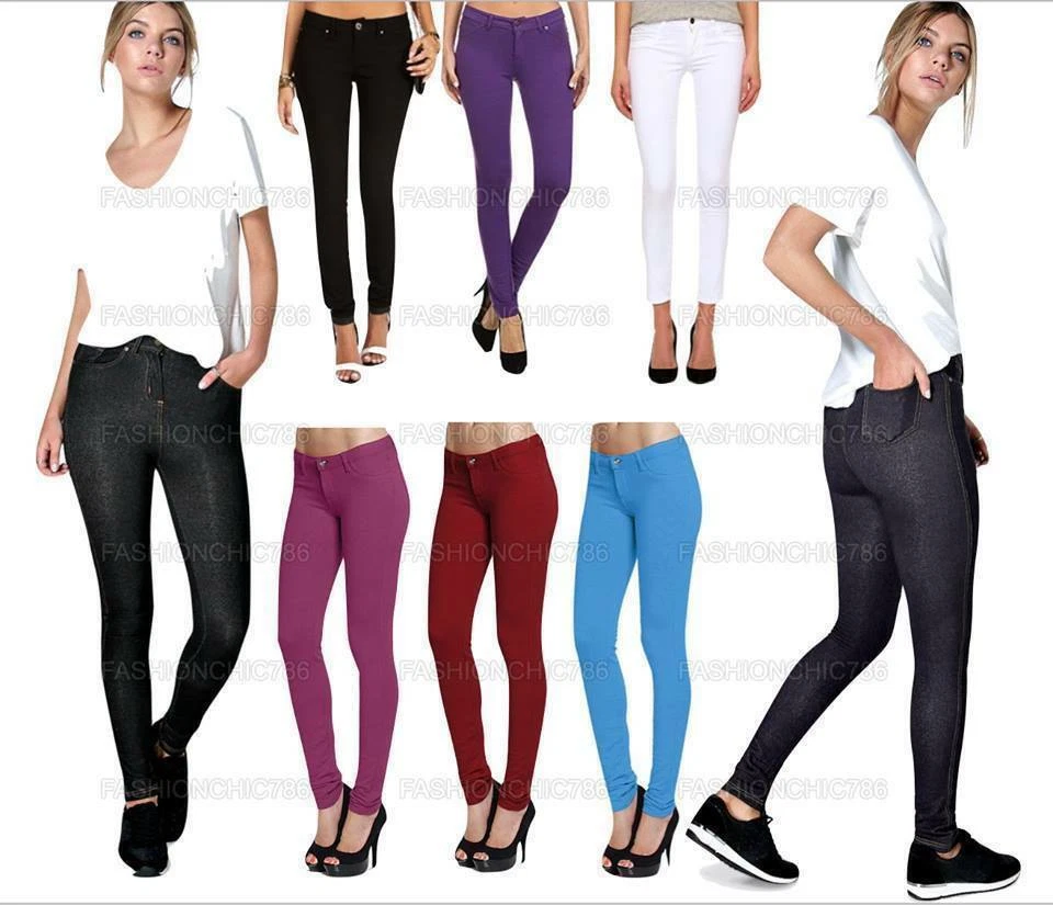 New Ladies Skinny Jeans Stretchy Jeggings Fit Coloured Trousers Size 8 26