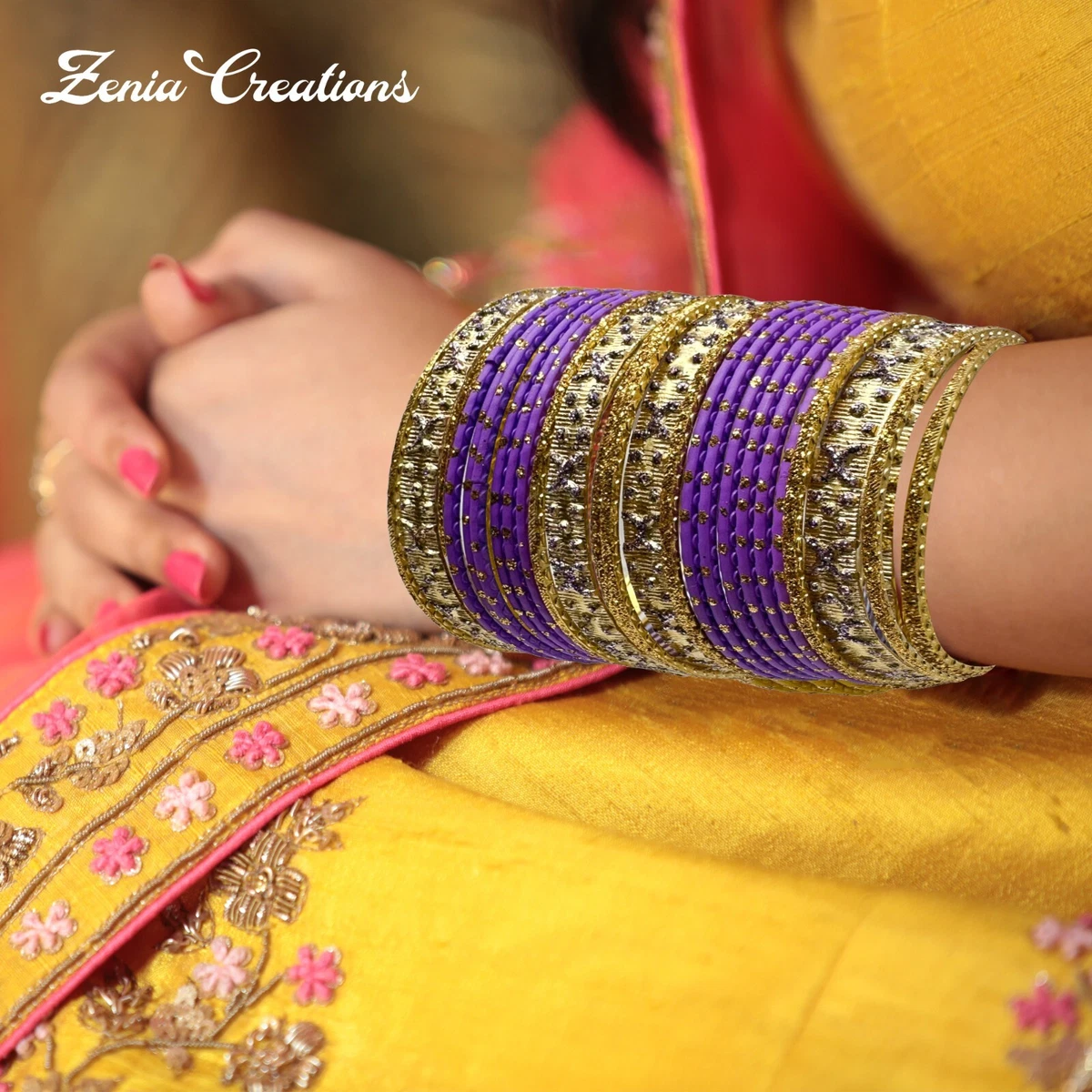 Yellow metal sale bangles