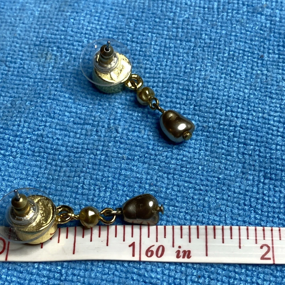 Pendientes Givenchy Firmados/Colgantes-Colgantes-Perla/Poste/Cristal Facetado Redondo/Tono Dorado Foto 4 de 4