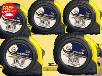 TAPEMEASURE Pack of 5 Measuring Tape Measure 5m 16ft Lock Button Retractable