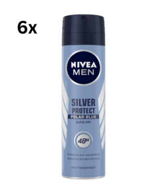 Nivea Men Silver Protect Polar Blue Deospray 0% Alkohol 48H Schutz 6x150ml