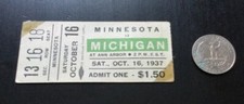1937 Michigan Wolverines vs.Minnesota Gophers college football game ticket stub