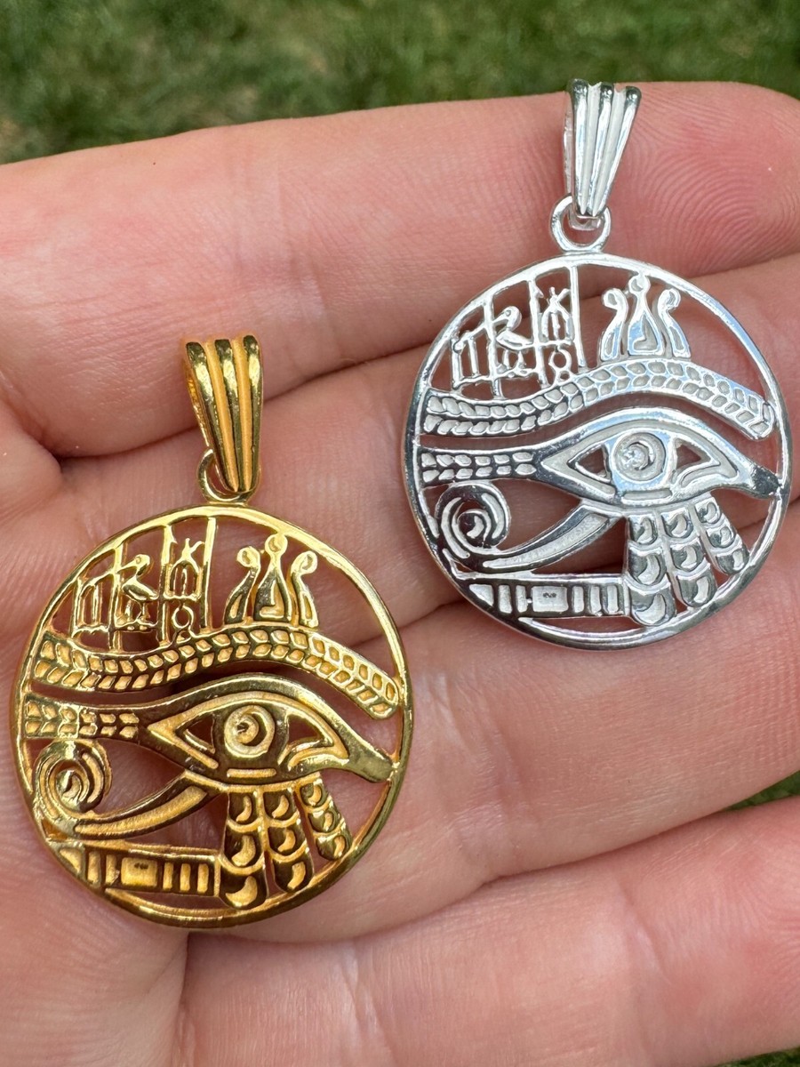 Eye Of Horus Egyptian Hieroglyphics Real 925 Silver / Gold