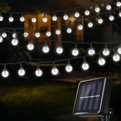 FIBRAVE Luci Solari Da Esterno A Sfera Di Cristallo, 100 LED, 15 Metri, 8 Modalità, Impermeabili IPX4, Con Pannello Solare E Batteria 800mAh, Per Giardino, Patio, Feste E Decorazioni Natalizie - 2