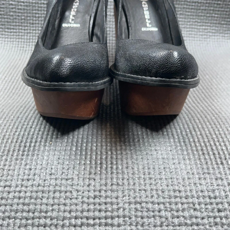 Jeffrey Campbell Broome 高跟鞋女式 8M 码黑色皮革前坡跟厚底 — 第 4/4 张图片