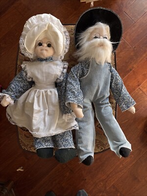 Large Grandma and Grandpa Dolls Farmer and Wife