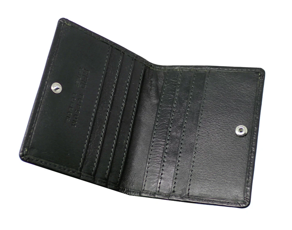  RFID Blocking Ultra Slim Minimalist Leather Wallet Mini Card Case UK 4022 Black - Bild 2 von 4