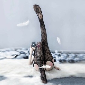 Sexy Fishnet Body Stocking Sleepwear Lingerie Crotchles Bodysuit Women Babydoll 