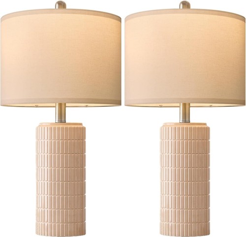 23" Modern Ceramic Table Lamp Set of 2 for Living Room White Desk Lamps - Picture 35 of 54