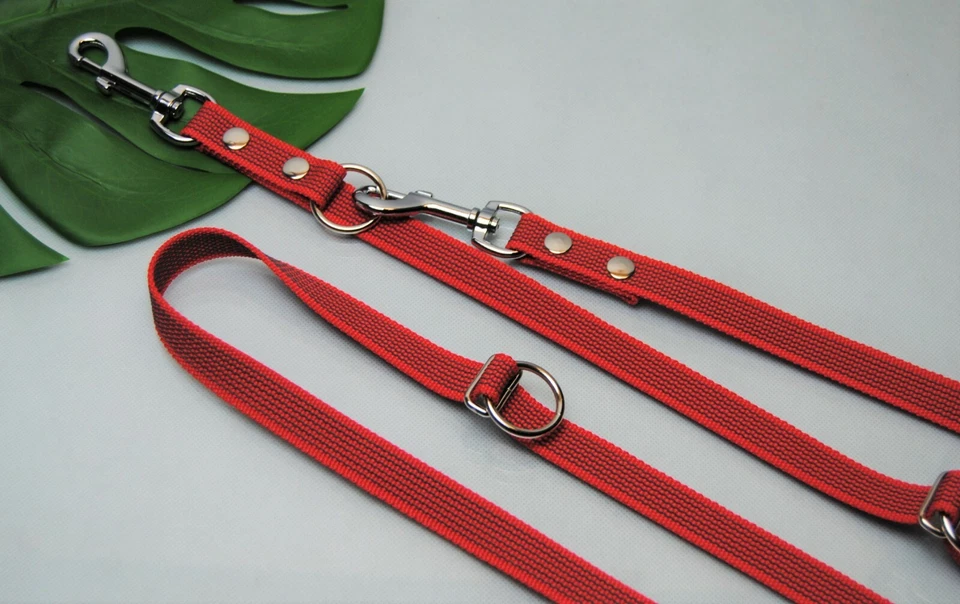 BULLYZEI Exrtra Lange Leine gummiert 4-fach verstellbar 3m x 25mm ROT grip