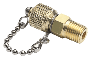 Ralston Instruments QTFT-1MB0 1/8 male NPT x male Quick-test Brass Fitting with Cap and Chain Ralston Instruments QTFT-1MB0 1/8 male NPT x male Quick-test Brass Fitting with Cap and Chain