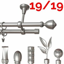 Metal Double Curtain Rod / Pole 19/19 mm, Chrome, Ceiling P1