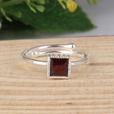 Natural Red Garnet Gemstone 925 Sterling Silver Engagement Rings Size 5-10