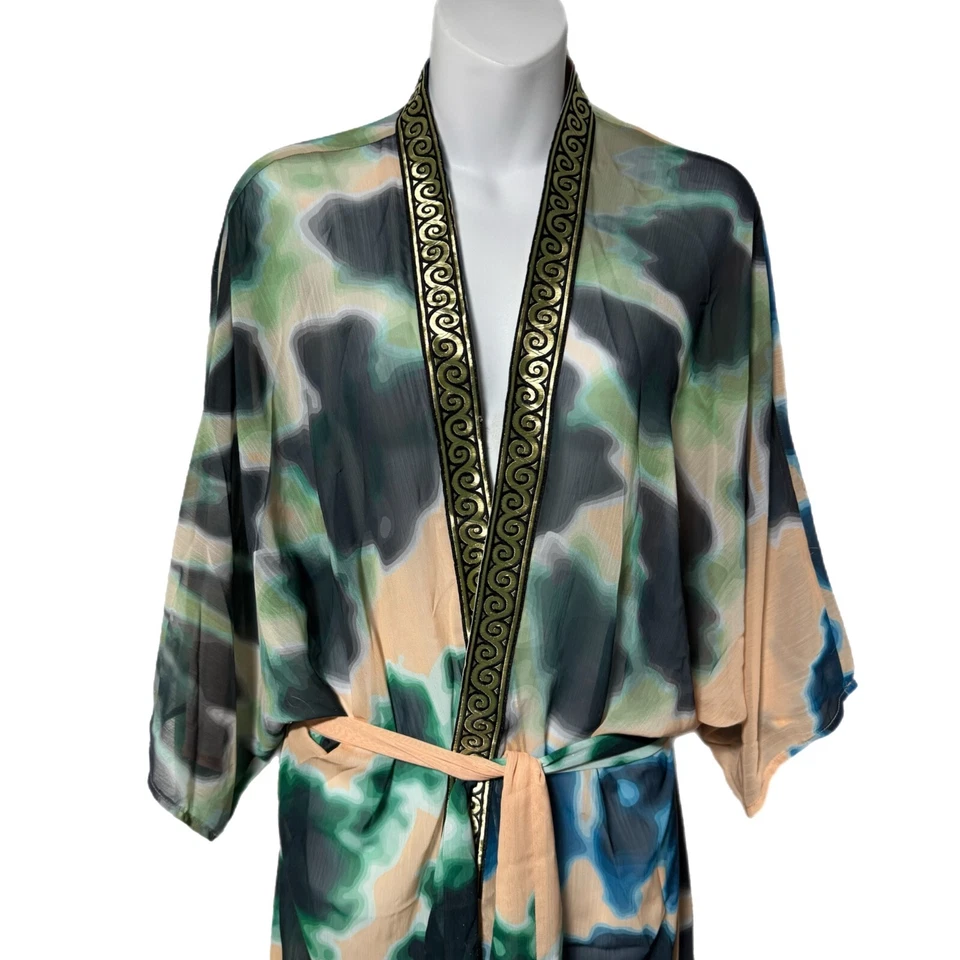 Bata kimono de diosa griega transparente Suki So Tie Dye talla única cinturón de corbata Foto 4 de 4