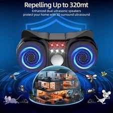 Black Indoor Ultrasonic Repeller - 1 Device for Mouse & Rat Control at Home