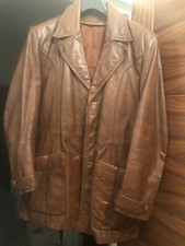 Fight Club Tan Leather Vintage Retro Blazer Jacket Uk12/14