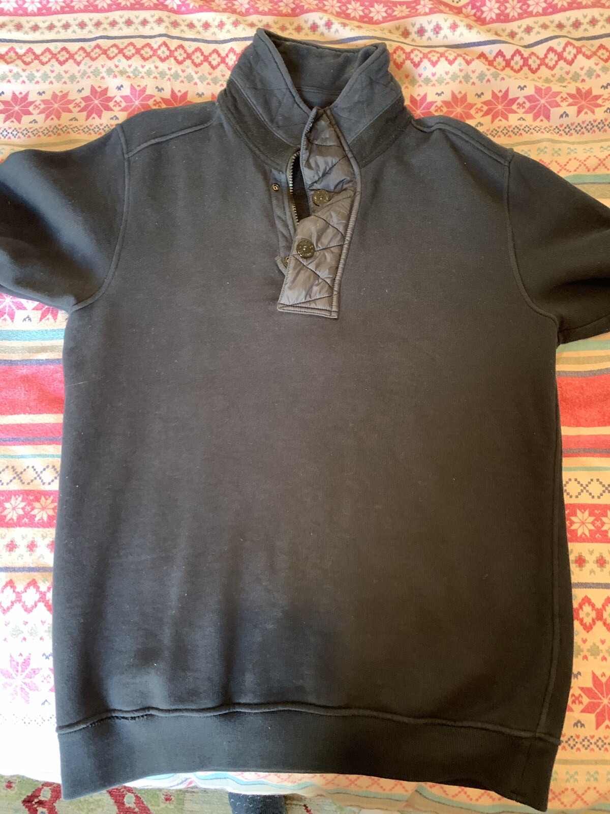 Mens Stone Island Jumper Sweatshirt Zip Neck with Poppers Navy Medium