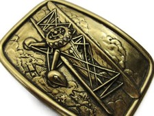 Avon Biplane Brass Men's Belt Buckle Vintage
