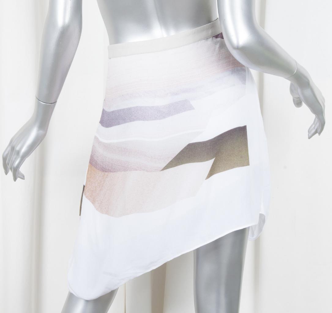 Jupe Asymétrique HELMUT LANG Femme - Taille 2 En Mousseline Multicolore Et Cuir Imprimé