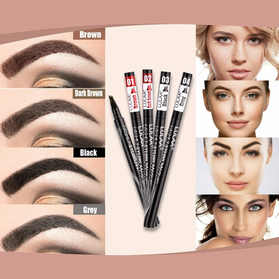 3D Tattoo Augenbrauen Stift Pen Microblading Wasserfest 24h Gabelspitze 4 Farben - Bild 3 von 4
