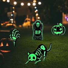 Halloween Decoration Outdoor 4 Pcs Luminous Yard Sign Halloween Yard Decorations