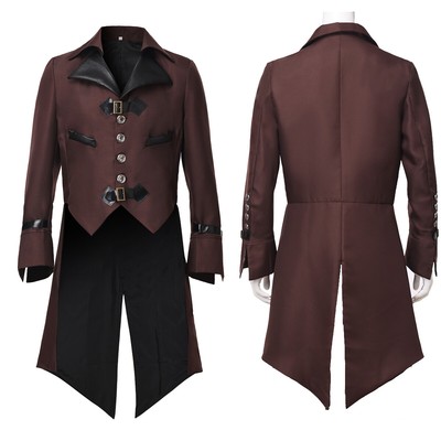Steampunk Men's Swallow-tailed Coat Tail Coat Victorian Overcoat Outwear Aviator