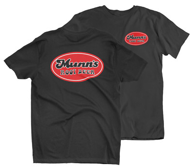 MUNNS ROOT BEER Logo Black T-Shirt Tee Hot Rod The Movie Disco Olds Willys