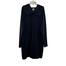 Cabi Women's Sweater Dress Collared Long Sleeve Navy Size Small Pockets