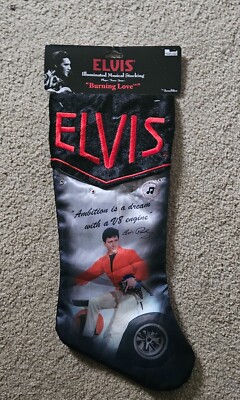 Elvis Presley LIGHT UP ''BURNING LOVE'' Musical Christmas Stocking NEW RARE