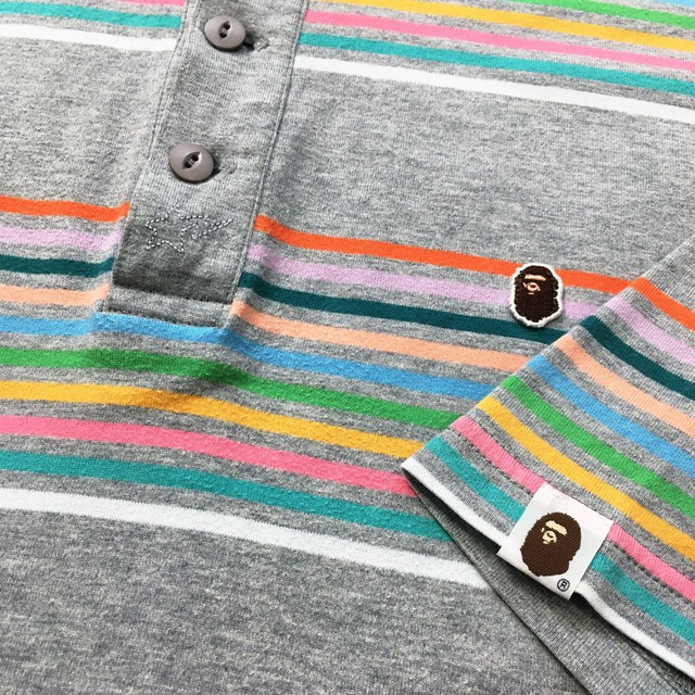 bape striped polo