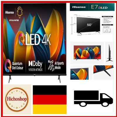 hisense 50e7nq 126 cm 50 zoll fernseher, 4k uhd, qled, hdr10, hdr10+ decoding...