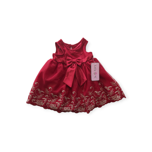Girls Baby Katie M Dress Size 12 Months Embroidered Sheer Layered Red