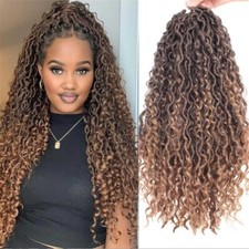 18" 24" Goddess Faux Locs Crochet Braids River Locs Curly Boho Hair Extensions
