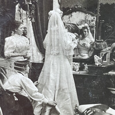 Antique 1897 Maid Servants Dress Victorian Bride Stereoview Photo Card ...