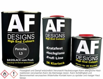 Porsche L3 Montegoschwarz Metallic 1,25L Basislack Klarlack Härter Autolack spri