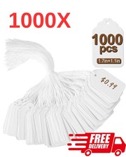 1000 Garage Sale Price Tags Size 5 White Merchandise Hang String Strung Garment
