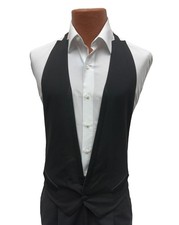 Men  s Black Open Back Tuxedo Vest   Size 2XL  Lord West  100 Wool  Costume